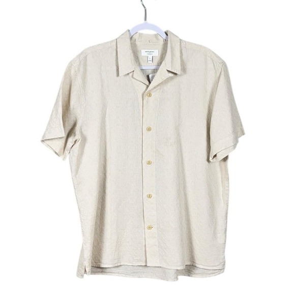 Banana Republic Mens Linen Cotton Textured Button Down Shirt L Beachy Lagom New - Picture 2 of 10